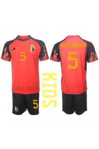 Belgia Jan Vertonghen #5 Jalkapallovaatteet Lasten Kotipeliasu MM-kisat 2022 Lyhythihainen (+ Lyhyet housut)